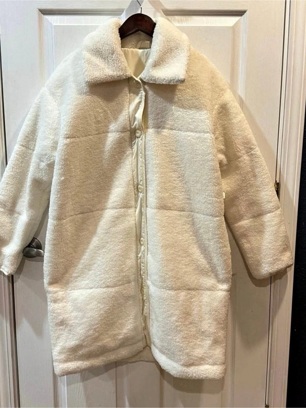 Goodthreads Women's Oversized Teddy Sherpa Coat Cream Medium